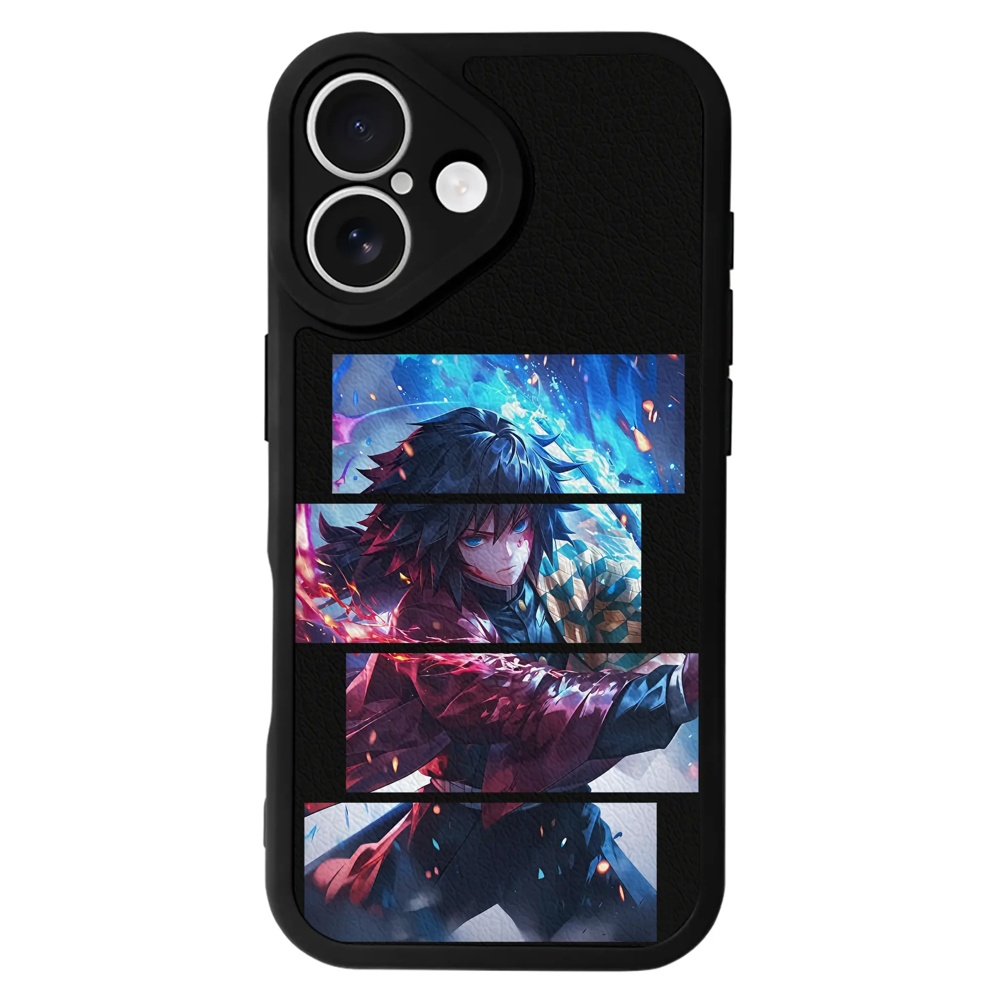 鬼滅の刃 グッズ,冨岡 義勇 - IPhone 16シリーズ対応 ・ シリコンスマホケース ・ レザー調 ・ 高精度フィット ・ 耐衝撃 ・ ワイヤレス充電対応 ・ 精密カット